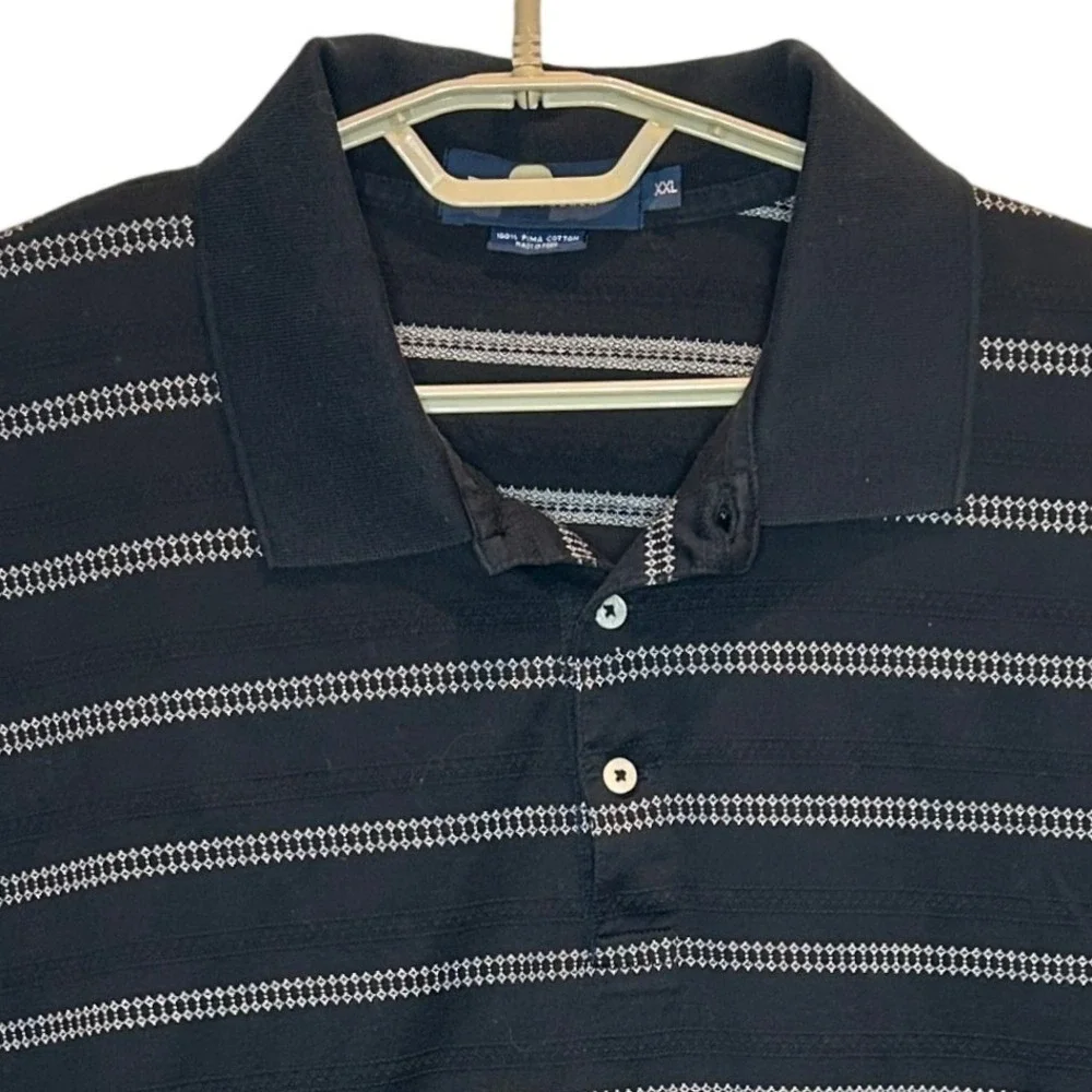 Polo Golf‎ Ralph Lauren Polo XXL Men's Black White Pima Cotton Striped S/S Shirt